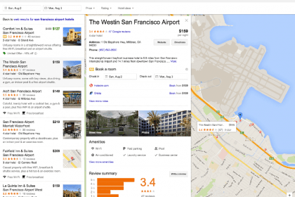 new hotel finder interface