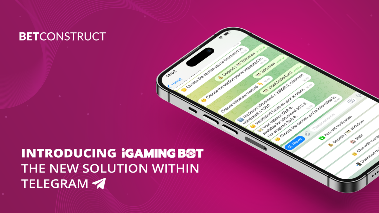 BetConstruct's iGaming Bot Gaming on Telegram