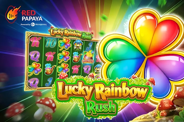 Red Papaya’s Lucky Rainbow Rush slot with free spins and jackpots